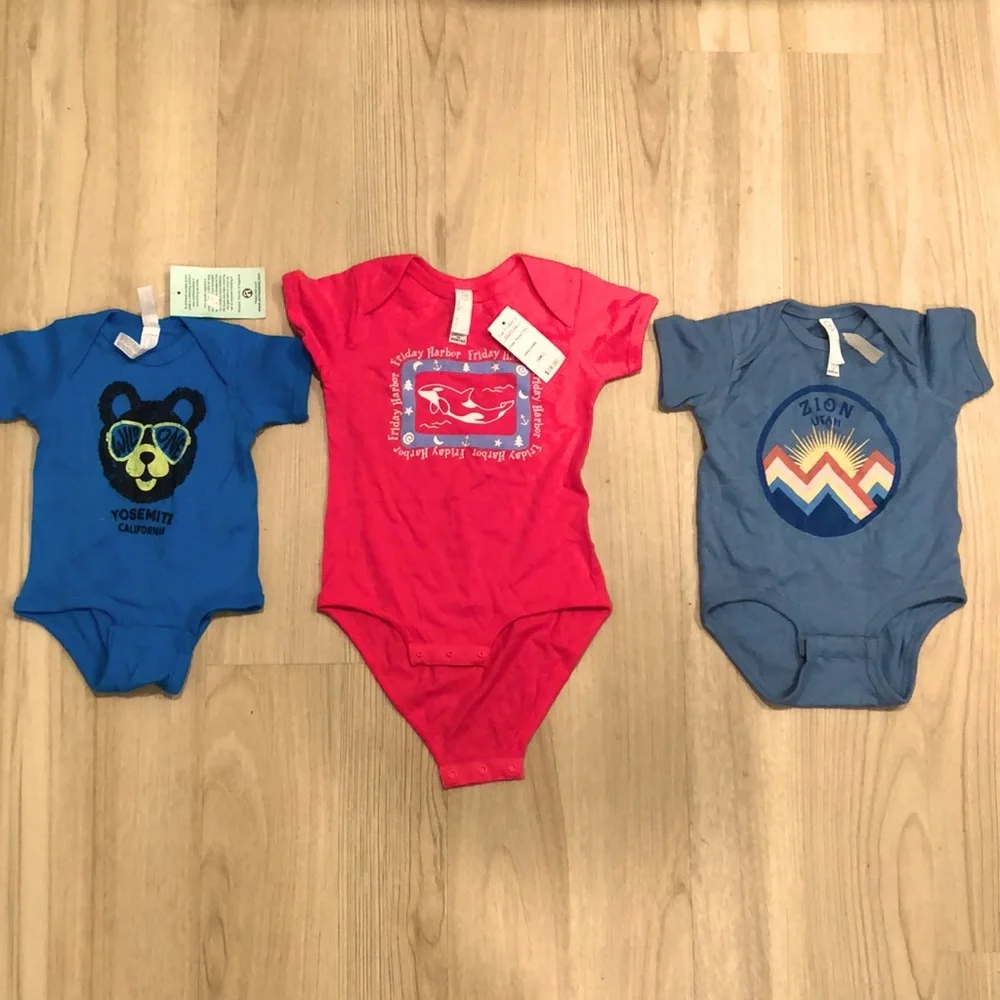 Lot of 3 Infant and toddler onesies - Various sizes (see photos)